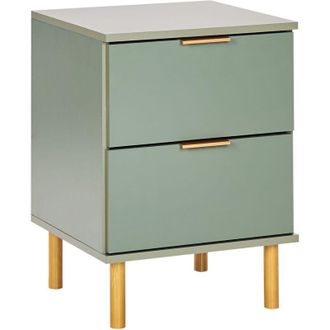 Beliani Comodino con 2 cassetti dettagli verde Oro Walpole