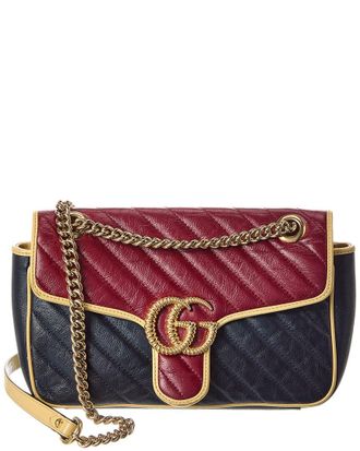 Gucci Multi Calfskin Leather Azalea Diagonal Small Torchon Gg Marmont (Authentic Pre-Loved)
