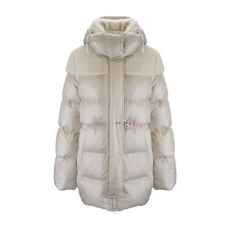 Fay Dames Donsjas met Automatische Knoop- Rits- Haak - Dames - Gewatteerde jassen - Beige - XL - Jassen