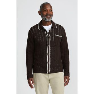 Lands End Long Sleeve Button Through Summer Polo Cardigan in Rich Coffee at Nordstrom, Size X-Large