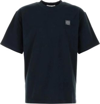 Stone Island Compass Logo Patch T-Shirt - Heren - T-shirts - Blauw - M - Katoen - Tops