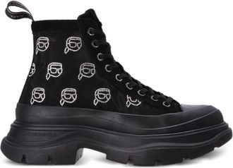 Karl Lagerfeld Luna rhinestone mesh boots - women - Fabric/Fabric/Rubber - 41 - Black