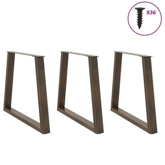 Berkfield Home Modern Dining Table Legs V-Shape 3 pcs Natural Steel 70x(72-73.3) in Brown
