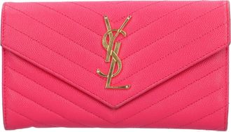 Saint Laurent Pink Leather Long Wallet (Bi-Fold) (Pre-Owned)