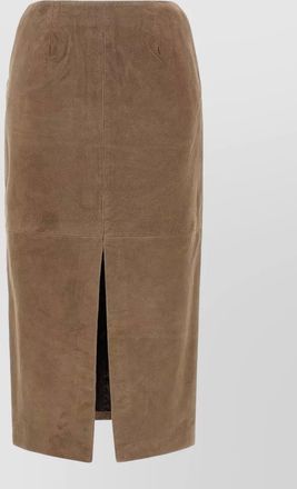 Rotate suede midi skirt back pocket slit