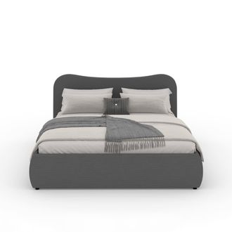 Concept Usine Cama con arc&oacute;n 140x190cm dise&ntilde;o redondeado pana gris