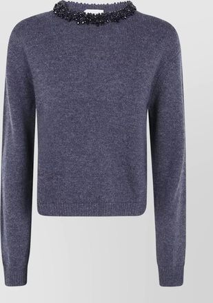 Semicouture cashmere virgin wool short sleeve round neck sweater