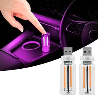 OEM 2 Luces Retro Para El Interior Del Coche, Luz Ambiental Led Usb Para Coche, Dormitorio, Pasillo (morado)