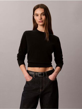 Calvin Klein Jeans Calvin Klein Womens Smooth Cotton Crewneck Sweater - Black - XL