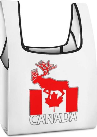 Generic Canada Moose Reusable Shopping Bags Lightweight Foldable Grocery Bag Polyester Washable Tote Bag