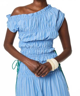 Fab By Fabienne Chapot Joh Ruched Asymmetrical Top In Blue
