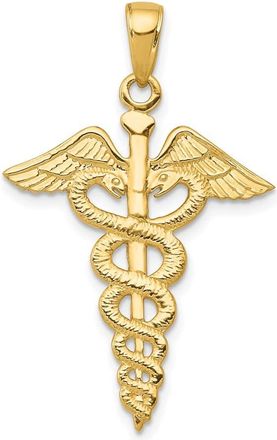 Diamond2Deal 10k Yellow Gold Caduceus Pendant