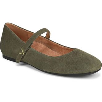 Vionic Alameda Mary Jane Flat in Dark Olive at Nordstrom, Size 9.5