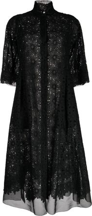 Shiatzy Chen sheer-lace cotton long coat - women - Cotton - 38 - Black