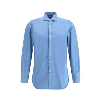 Finamore Heren, Overhemden, Blauw, Maat: 4XL Denim