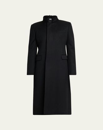Alexander McQueen Mens Wool Stripe Collar-Tie Overcoat