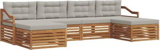 vidaXL Conjunto De Sof&aacute;s De Exterior 6 Uds. Natural Y Gris Claro Vidaxl