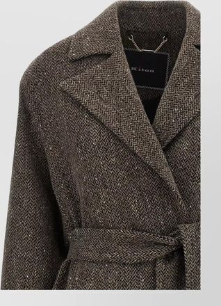 Kiton wool chevron belted coat
