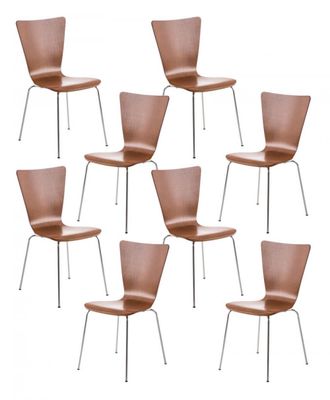 Clp Set de 8 sillas robustas apilable en madera marr&oacute;n