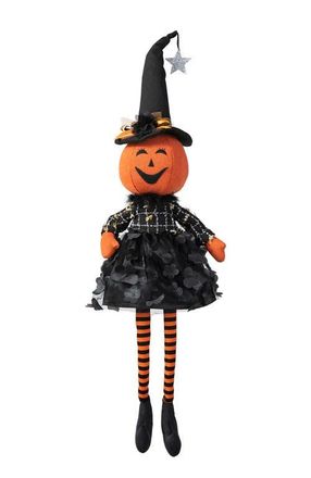 Glitzhome Halloween Fabric Dressed Witch or Pumpkin Sitter in Orange at Nordstrom, Size Medium
