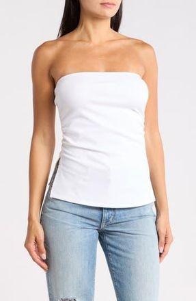 Madden Girl Side Ruched Split Hem Tube Top in White at Nordstrom Rack, Size X-Large