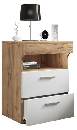 ebuy24 Mueble De Noche Vcm Mesita De Noche Con Dos Cajones Mesita De Noche Dimensiones Aprox. Al. 61 X An. 45 X T. 39 Cm - Slepal L (miel Roble / Blanco)