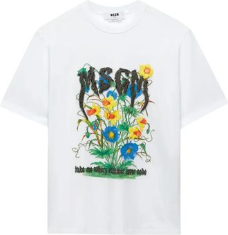 Msgm T-shirt con decorazione a fiori - Bianco