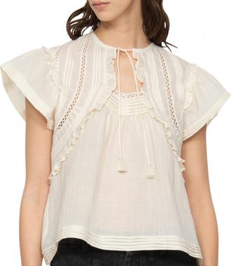 Sea New York Renata Flutter Sleeve Top In Cream