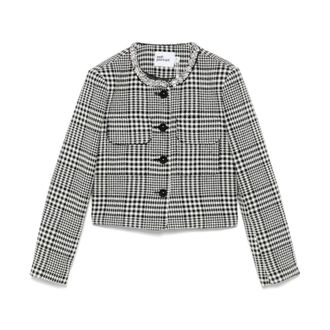 Self Portrait Cropped Houndstooth Jacket - female - Self Portrait - Tweed Jackets - Black - M - Jackets