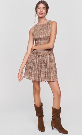 Avec Les Filles Smocked Drop Waist Mini Dress