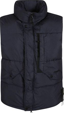 Stone Island Logo Patch High-neck Padded Vest Navy 7915G0423-V0020
