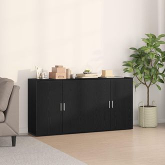 Berkfield Home Sideboards 2 pcs Black Oak 79x38x80 cm Engineered Wood | Size: 79 x 38 x 80 cm
