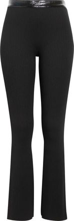 Courr&egrave;ges Vinyl Trim Rib Flare Pants in Black at Nordstrom, Size X-Small