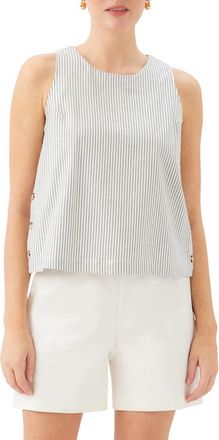 Fifteen Twenty Clarice Side Button Sleeveless Top in Cream W/Navy at Nordstrom, Size Large