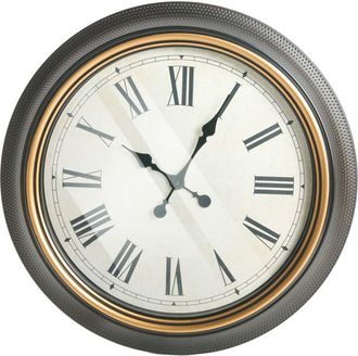 Beliani Reloj De Pared Cl&aacute;sico Con Marco Sint&eacute;tico 63 Cm Forma Redonda Accesorios Para El Hogar Negro Villena