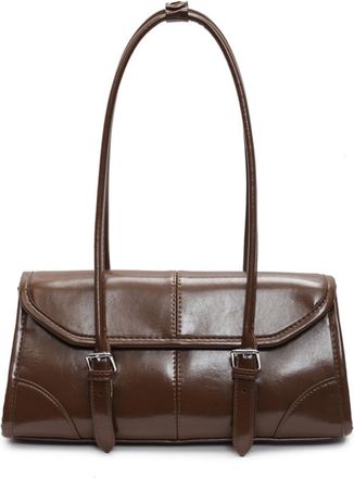 Generic Women Shoulder Bag Retro Handbag Waterproof Leather Satchel Handbag with Top Handles Handbag Purse for Working Shopping Travel (Brown)