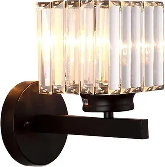 OEM L&aacute;mpara De Pared Interior Moderna De Estilo Retro Con Cristales, Iluminaci&oacute;n Led E27, Decoraci&oacute;n De Dormitorio Con Cristales Negros, Pasillo
