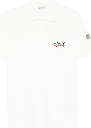 Moncler White Logo Shirt Collar Polo