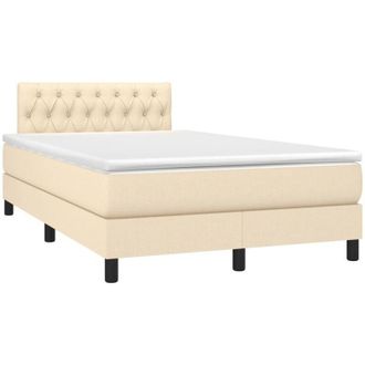 vidaXL Cama Box Spring Con Colch&oacute;n Y Luces Led Tela Crema 120x190 Cm Vidaxl