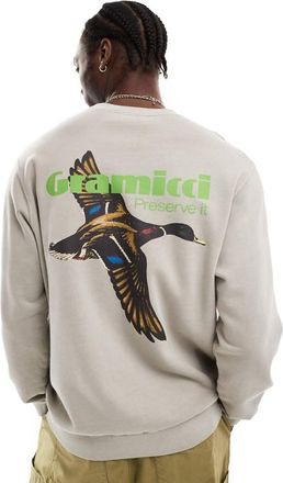 Gramicci Felpa color avena pigmentato con grafica Preserve It-Neutro