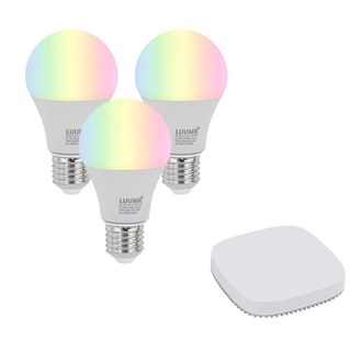 QAZQA Qazqa Juego De 3 Bombillas Led E27 Inteligentes Regulables A60 9w 806 Lm 2700k-6500k Con Zigbee Smart Hub
