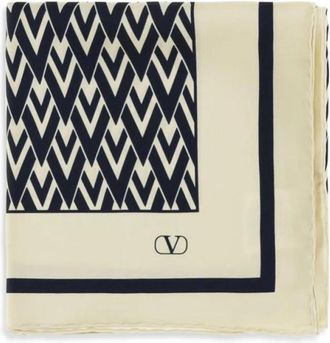 Valentino Garavani Toute La V Zijden Sjaal - Dames - Zijden sjaals - Beige - ONE Size - Accessoires