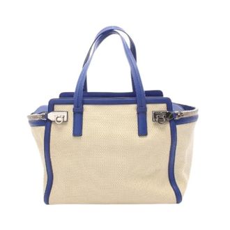 Ferragamo Pre-owned Handbags, female, Beige, Size: ONE SIZE Pre-owned Ariana Canvas Leather Handbag