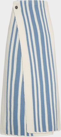 Malo Striped Wool-Cashmere Knit Maxi Skirt