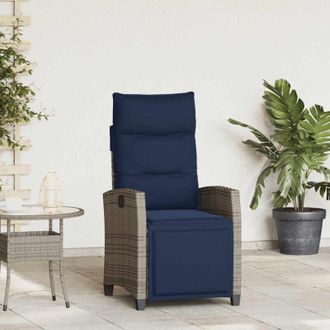vidaXL Silla De Jard&iacute;n Reclinable Con Mesa Auxiliar Rat&aacute;n Gris Vidaxl
