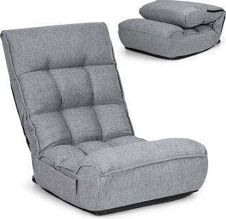 Costway Costway - Silla De Suelo Plegable Y Ajustable En 4 Posiciones, Silla Acolchada Para Juegos De Suelo, Cabezal Y Bolsillo Lateral Ajustables En 5 Posici
