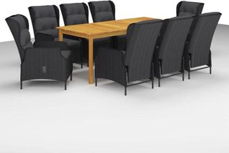 vidaXL Juego De Comedor Para Jard&iacute;n 9 Piezas Gris Oscuro Vidaxl