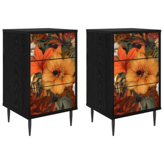 vidaXL Mesa De Noche Gennep 2 Uds. Roble Negro 36 X 33 X 61 Cm Vidaxl