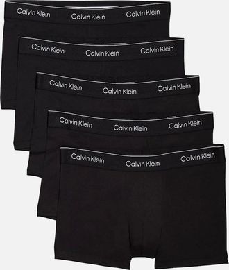 Calvin Klein Mens 5-Pack Icon Cotton Stretch Relaxed Dart Boxer Trunks, All Black - Size: 35/34/32