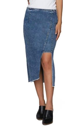 Wash Lab Denim Asymmetric Denim Midi Skirt in Soft Blue at Nordstrom, Size 26